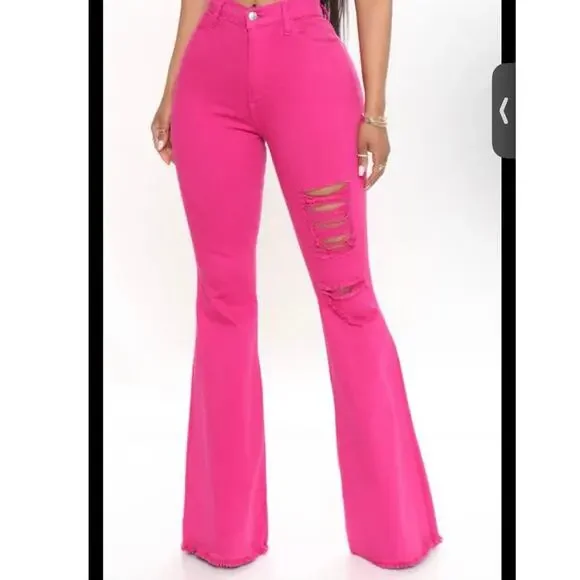 Hot pink bell bottom jeans size xxl - Picture 1 of 6